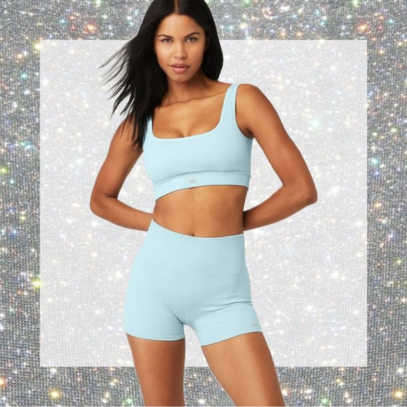 ALO Yoga Other - Alo Yoga Seamless Cable Knit Bra in Chalk Blue size M NWT!